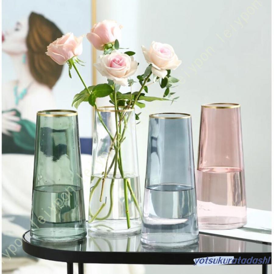 Rakuten - ガラスベース 花瓶ガラス 花器 22cm フラワーベース ガラスボトル 透明 北欧 アレンジ インテリア 水栽培 生け花 造花 おしゃれ シンプル インテリア 結婚祝い