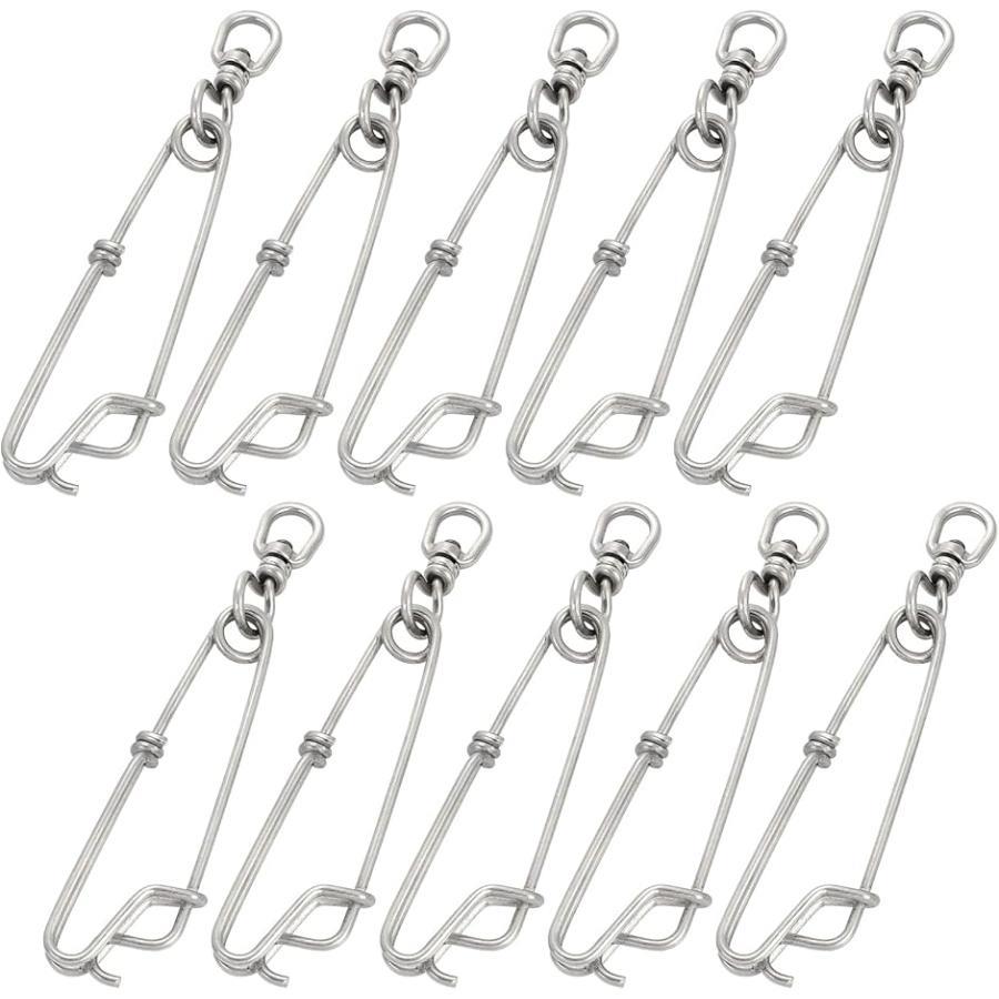 ブランチハンガー スイベル BL サルカン 付き 釣り ストリンガー 尻手ロープ 10個 (シルバー, 線形1.8mmx全長60mm)