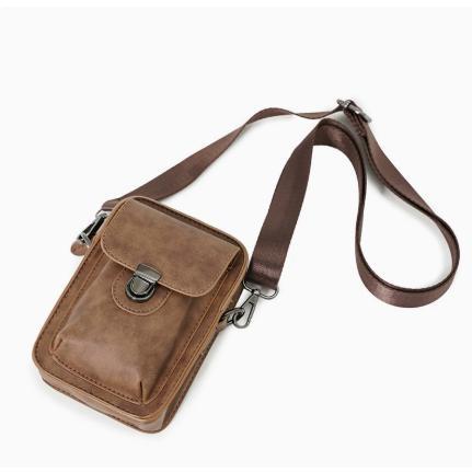 maruk shopのベルトポーチ ウエストポーチ メンズ PU革 ヴィンテージ風レザー コンパクト シンプル ショルダー付き 鞄 ウエストポーチ スマホポーチ｜アングル3