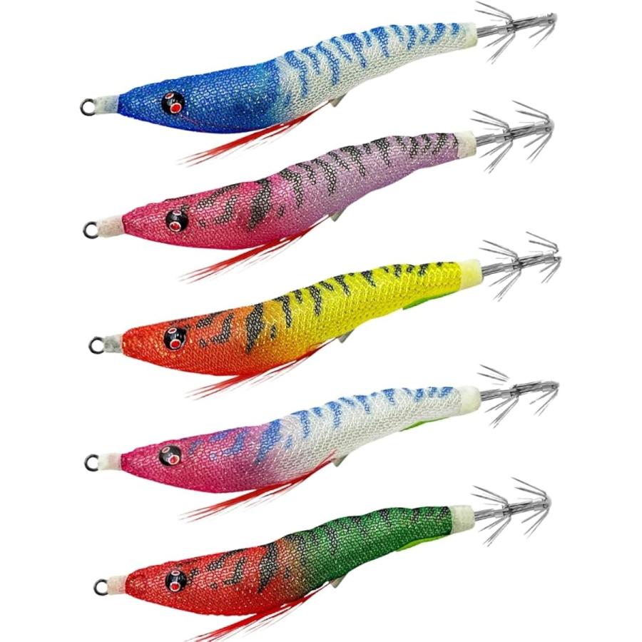釣具 イカ メタル スッテ 単品 パーツ 対応 鉛 オモリ 船釣り エギング 交換用 フック付き (アースカラー入り, Bセット 5本)