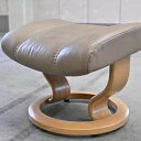 EKORNES/エコーネス オットマン 本革 ベージュ スツール 足置き 腰掛け 北欧ノルウェー リクライニングチェア【中古家具/中古インテリア/USED家具ユーズド家具/リサイクル】