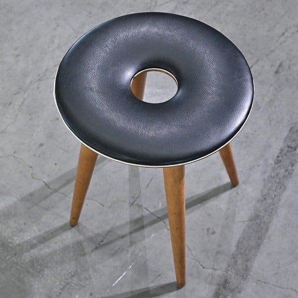 天童木工 4万 「リングスツール」丸椅子 加藤徳吉 ビーチ ブナ 無垢材 腰掛け 円形 リビング ダイニング 玄関 待合室 書斎 穴開き【中古家具/中古インテリア/USED家具ユーズド家具/リサイクル】