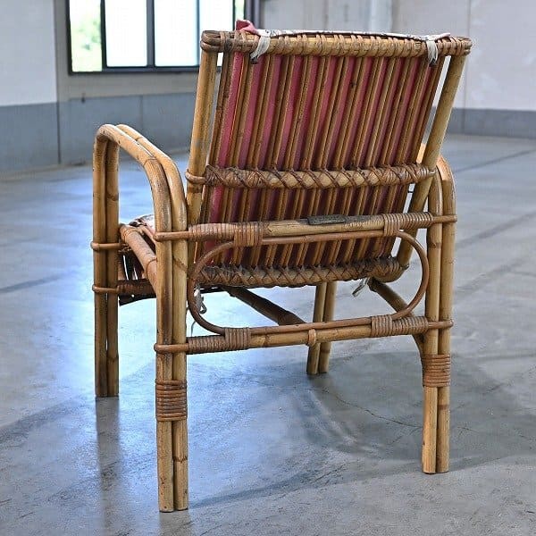 R. ウェングラー ラタンチェア A アーム 縦格子 リビング ダイニング 寝室 書斎 ロー R.WENGLER KBENHAVN【中古家具/中古インテリア/USED家具ユーズド家具/リサイクル】
