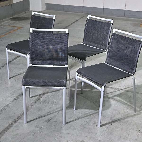 ボンテンピカーサ「Net Dining Chair」 4脚セット ダイニングチェア メッシュ オフィス 椅子 スタッキング Bontempi Casa【中古家具/中古インテリア/USED家具ユーズド家具/リサイクル】