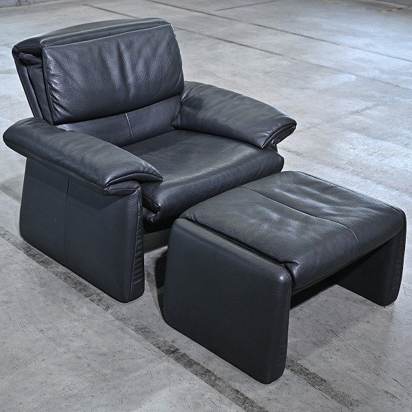 フランスベッド ERPO 136万「ルガノ」シングルソファ オットマンセット 総本革 リクライニング アーム ..