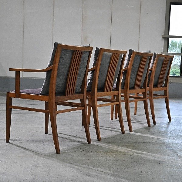 Time&Style 45万「Charlie/チャーリー」アームチェア 4脚セット ウォールナット無垢材 クッション ダイ..