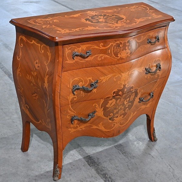 イタリア製 MARCONI ARTE チェスト 3段 サイドボード 収納家具 引き出し 収納 象嵌細工 猫脚 ボンベイ ..