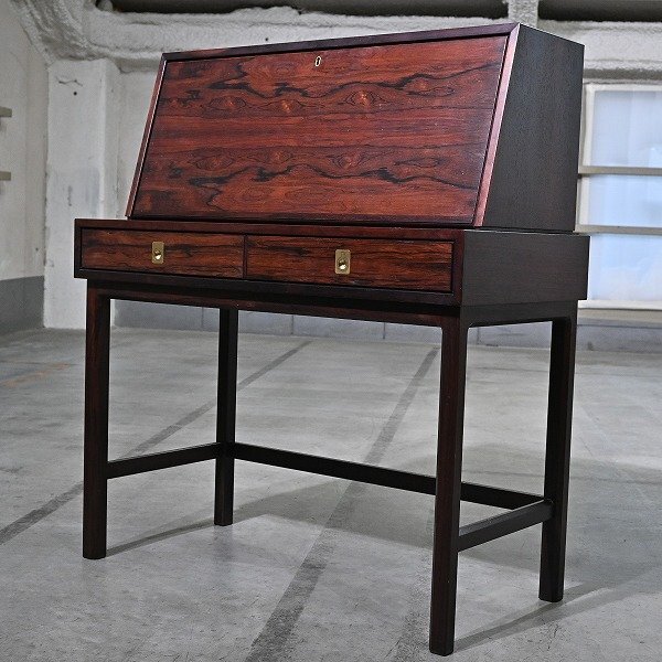 希少 山品木工 ライティングビューロー ローズウッド材 リビング チェスト 引き出し デスク 収納 ディ..