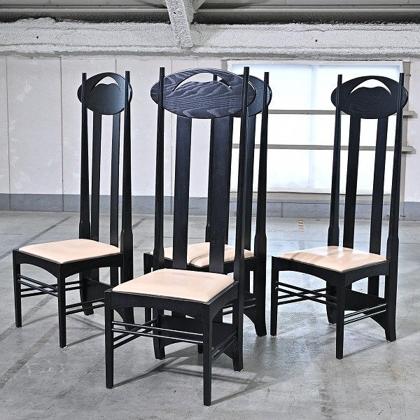 名作 マッキントッシュ「ArgyleChair/アーガイルチェア」4脚セット 椅子 ハイバック ダイニング Charle..