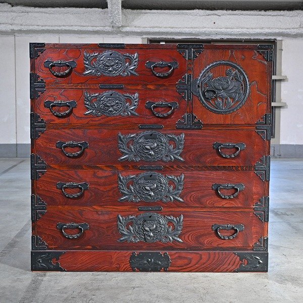 伝統工芸品 欅産業 仙台箪笥 手許 チェスト ケヤキ材 鉄器 引き出し 収納 和 旅館 寝室 チェスト リビング 寝室 玄関