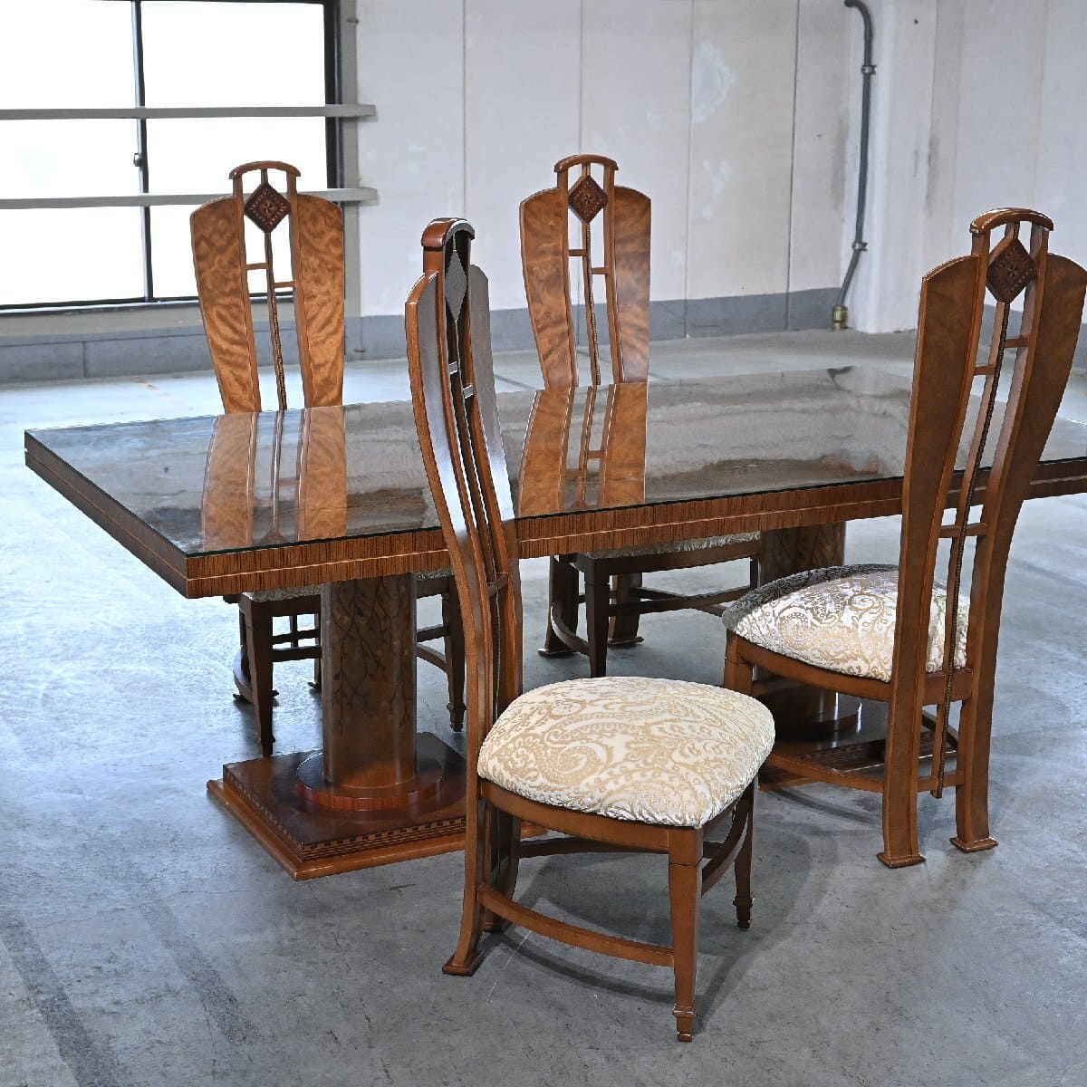 樂天商城 - ★美品 最高級 イタリア製 Carpanelli「Aurora/Briarwood」242万 ダイニング5点セット テーブル チェア チェリー 象嵌 カルパネリ【中古家具/中古インテリア/USED家具ユーズド家具/リサイクル】