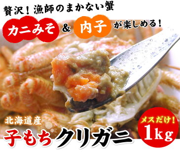 北海道産 子持ち クリ毛ガニ (メスだけ詰め込み)約1kg(約10-20尾前後入り)クリガニ クリ毛蟹 クリ毛がに クリけがに 蟹 カニ かに 送料無料 ギフト