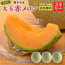 メロン 【送料無料】大玉赤メロン 3玉セット 1玉(1.5～1.8kg) メロン 赤肉メロン 赤メロン 完熟メロン 熊本メロン 九州 熊本 八代 マリアージュ レノン クインシー お取り寄せ ご当地 産地直送 ギフト プレゼント 贈答 贈り物 誕生日 大玉 産直 フルーツ まるかじり九州 39ショップ