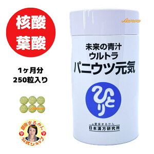 【未来の青汁 パニウツ元気】 核酸 1ヶ月分 95g(約250粒) 6粒/日 青汁 亜鉛 カルシウム DNA クマ笹 クロレラ RNA 自然塩 コラーゲンペプチド ウコン セレン ナイアシン 葉酸 ウルトラ 斎藤一人 銀座まるかん 公式ショップ 正規店 正規品 専門店 日本漢方研究所