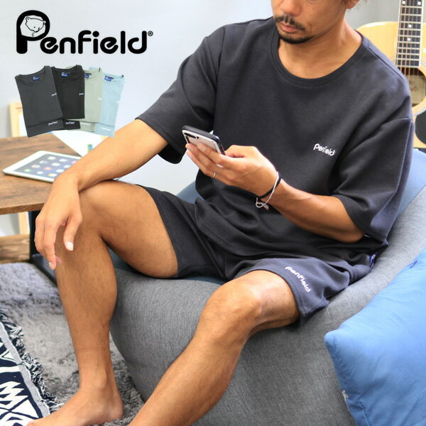 【ランキング入賞】ルームウェア メンズ 上下 ブランド パンツ 大きい Penfield ペンフィールド 上下セット ワンポイント ロゴ 刺繍 半袖 セットアップ ハーフパンツ ショートパンツ 寝巻き 部屋着 おしゃれ オシャレ 大人 黒 M L LL XL 春 夏 秋 20代 30代 40代 50代