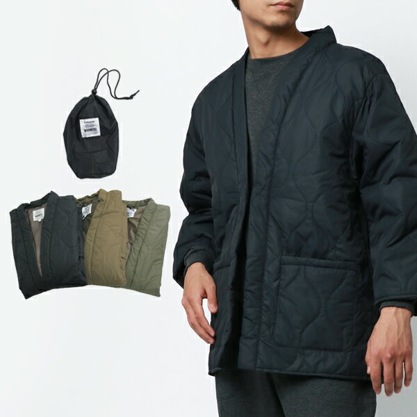 【ランキング入賞】半纏 はんてん メンズ 中綿 おしゃれ 春服 キルティング ミリタリー ライナージャケット 風 無地 収納袋 付き 半天 ハンテン どてら ちゃんちゃんこ 軽量 パッカブル インドア アウトドア ルームウェア 部屋着 30代 40代 50代 春 秋 冬 S M L マルカワのサムネイル