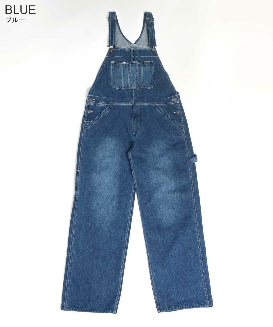 デニム ワイド オーバーオール メンズ レディース ユニセックス サロペット ワークウェア ゆったり シルエット アウトドア フェス イベント ズボン ボトム ボトムス フロントジップ コインポケット 胸ポケット 収納力抜群 青 M L LL XL 2L 最強配送 RSL