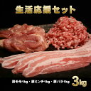 生活応援セット(鶏モモ1kg 豚バラ1kg 豚ミンチ1kg) 国産 真空 新鮮 冷凍 小分け 便利 1食分にちょうどいい 解凍楽ちん ストック 長期保存 家族 ...