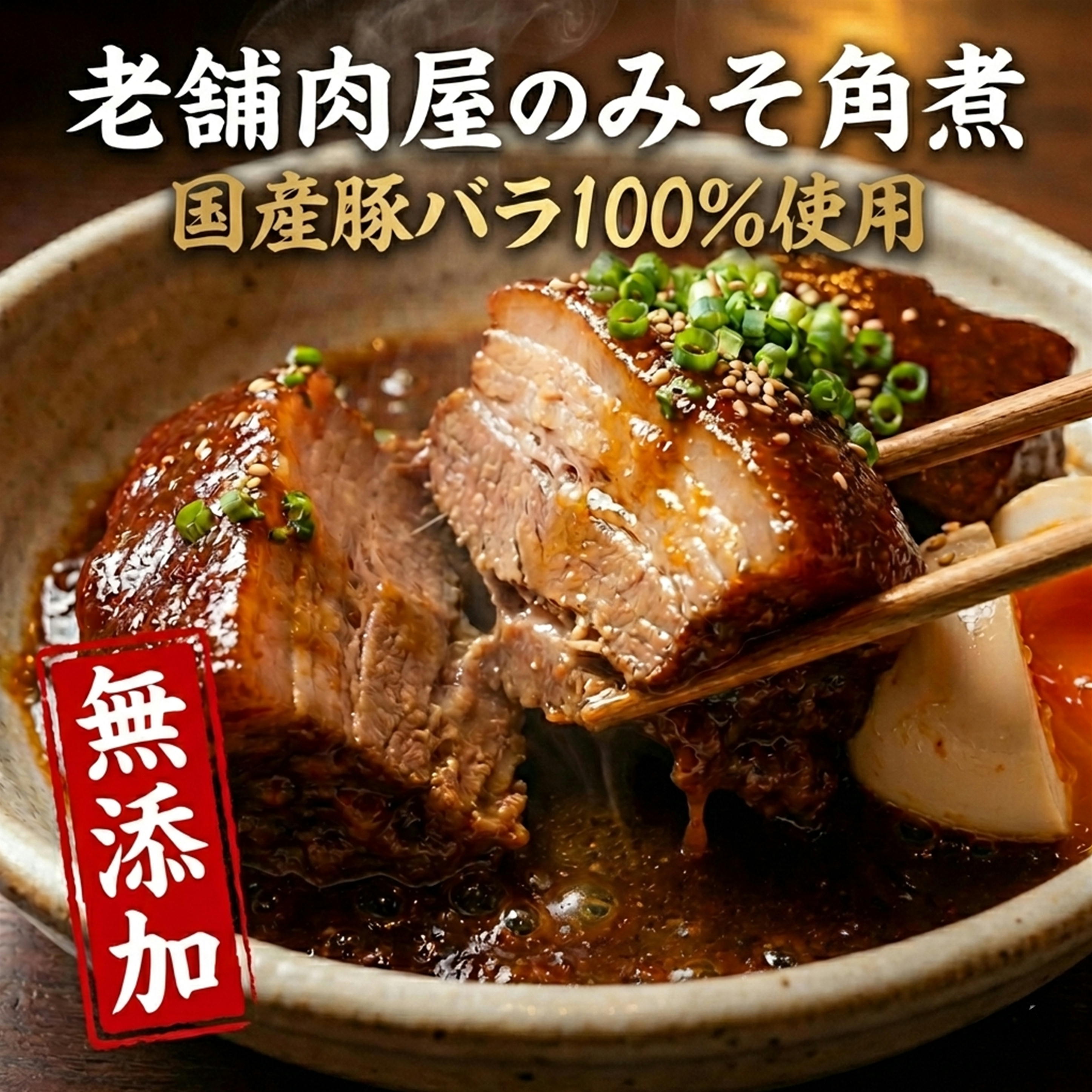 【新商品】角煮 無添加 国産 豚角煮 みそ角煮 名古屋 赤味噌 国産豚バラ 冷凍 約300g 湯煎 簡単調理 温めるだけ 名古屋名物 ご当地グルメ おかず ご飯のお供 角煮丼 おつまみ お取り寄せ 惣菜 プレゼント 本物の味 素材 送料無料 肉屋