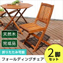 アジアン カフェ風 テラス 【FLEURシリーズ】フォールディングチェア 2脚セット