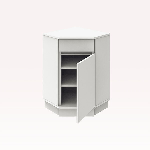 Rakuten - 【引戸シリーズ】セミオーダーカウンター下収納ぴったりくん 引出し付きインコーナー右開き 奥行30cm