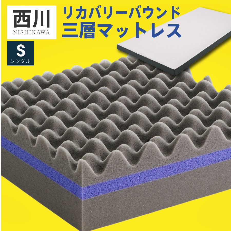 西川 マットレス シングル リカバリーバウンド 高反発 国産 ベッド 寝具 日本製 速乾 交通気 西川 かため 敷布団 日本製 腰痛のサムネイル