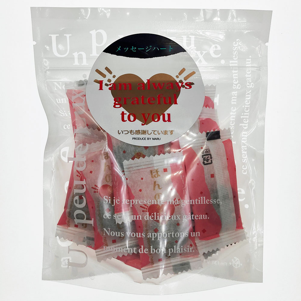 （感謝）スタンドパック（Un Peu De luxe 白）メッセージハートチョコレート（ほんの気持ちです） 56g　（バレンタイン、ホワイトデー、イベント、各種パーティー、ブライダルなどいろいろ使えます）のサムネイル