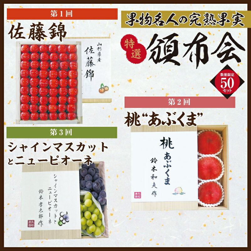 シャインマスカット 【予約】【送料無料】【お中元】限定50箱！果物名人達の「特選頒布会」3回コース サクランボ 桃 シャインマスカット ニューピオーネ ギフト お中元 楽ギフ_のし 楽ギフ_のし宛書 楽ギフ_メッセ入力