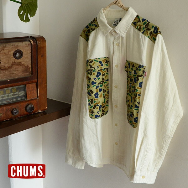 【30％OFF】CHUMS Superb Herringbone Shirt ■CH02-1001-MG【　メンズ　トップス　アウトドア　長袖　スパーブヘリンボーンシャツ　カジュアル　ダックカモ柄　シャツ　迷彩　カモフラ　チャムス　】■1000720 ppd20