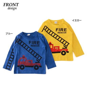 チークルーム はしご車長袖Tシャツ 480204-11m キッズ ベビー トップス 車 プリント ロンT 消防車 子供服 CHEEK ROOM 4017883