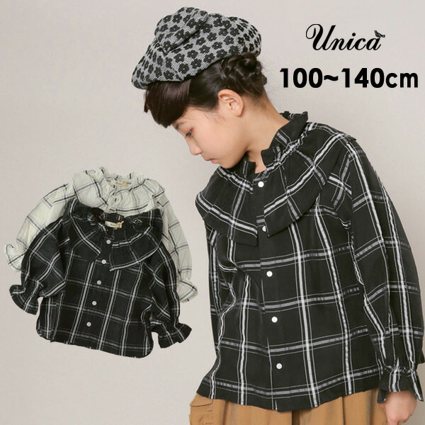 【50％OFF】【メール便可】ユニカ 213-0604-1-m14m ピンチェックフリルカラーブラウス キッズ ベビー トップス 長袖ブラウス 長そで チェック 女の子 親子お揃い リンクコーデ 子供服 UNICA 4024156 21af-k-t【SALEsaleセールバーゲン】のサムネイル