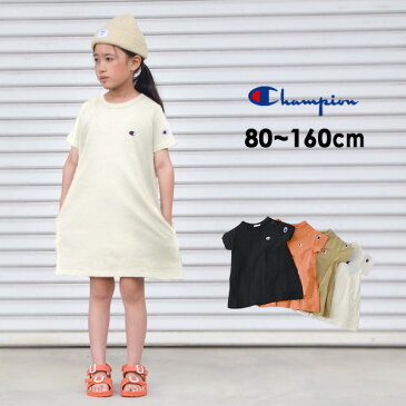 【メール便可】チャンピオン CK-T305-H10-14m16m TUNIC TEE-SHIRT/チュニックTシャツ キッズ ベビー ジュニア トップス 半袖 無地 シンプル ワンポイント 女の子 子供服 Champion 4022533 rexw 21SU