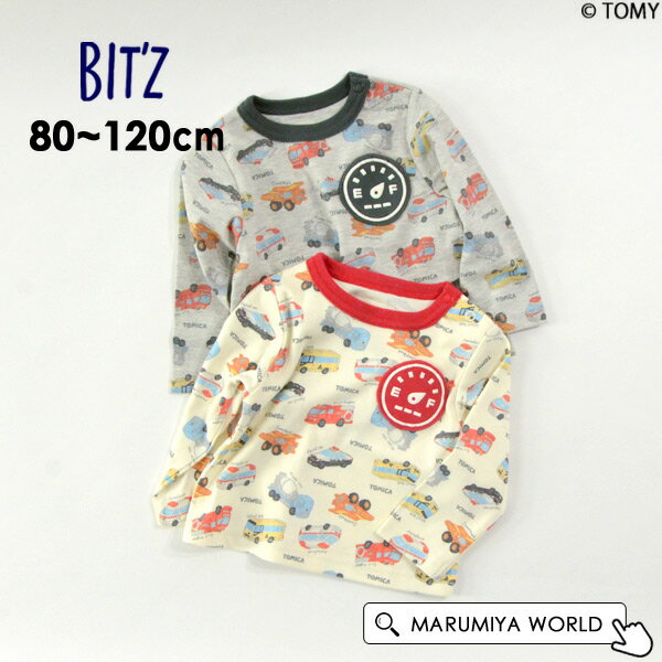 【60％OFF】トミカコラボ総柄Tシャツ キッズ トップス 長袖 ロンT 総柄 くるま 車 ビッツ BITS 4025307 B106063-12mmm【メール便可】 23SPS-k-t【SALEsaleセールバーゲン】のサムネイル