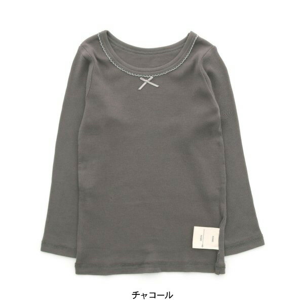 女児リブ長袖肌着 キッズ ベビー 肌着 下着 インナー 長そで 無地 総柄 女の子 お...