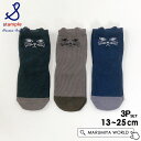 おすましネコショートソックス3P キッズ ベビー レディース 靴下 くつ下 くつした ショート丈 猫 ネコ 女の子 子供 こども 子ども スタンプル stamp...