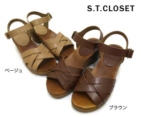 S.T.CLOSET MARCHE　ウッドクロスサンダル■E40911-06-A2【　レディース　靴　シューズ　エスティークローゼット　】■7001086【森ガール】【 SALE OUTLET アウトレット セール バーゲン 】【SALEsaleセールバーゲン】 ot-ot zai0【zai0★】