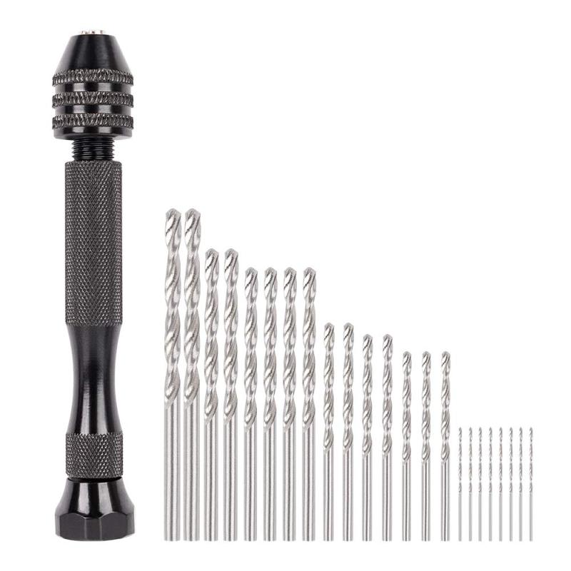 樂天商城 - MAEXUS ハンドドリル ピンバイス マイクロドリル 0.5-3.0mm ドリルビットセット ドリル25本付き 穴あけツール 小型 手動ドリル騒音なし 精密 DIY工具 (26本セット)
