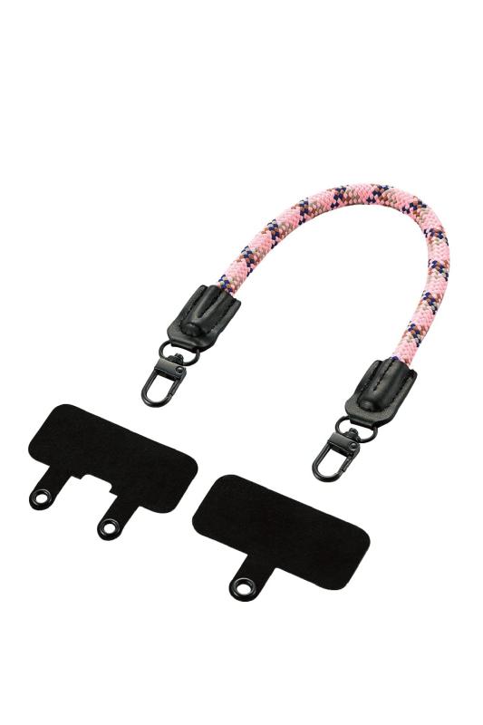 乐天商城 - エレコム スマホ ハンドストラップ 丸紐 8mm ストラップシート付属 (1口タイプ×1枚、2口タイプ×1枚) 落下防止 太め ピンク P-STHR08PN