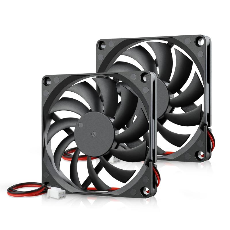 GDSTIME 2連 80mmx10mm 80mmx20mm 12V DC 軸流 冷却 ファン換気扇 冷却器 空冷 ファン ガード 薄型 ケースファン 2PIN