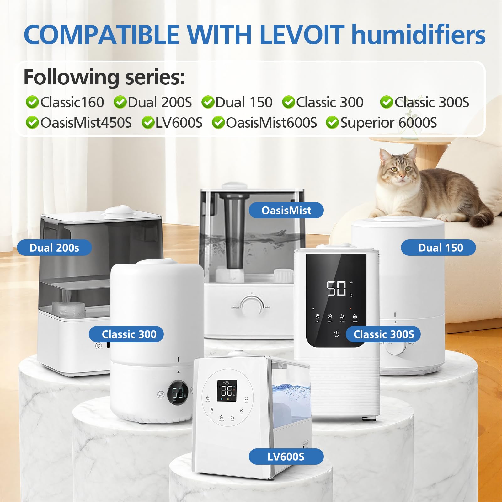 ShufudeJa トップフィル加湿器交換用フィルター 30個パック LEVOIT Classic160、Dual150、Dual200S、Classic300(S)、LV600S、OasisMist450S、Superior6000S加湿器に対応