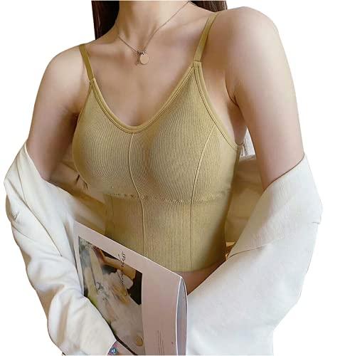 [SZRWD] ブラトップ カップ付きキャミソール ノンワイヤーブラジャー 脇高 バストアップ 3Dパット 見せブラ カップ付き 抗菌 ソフト 背中開き レディース