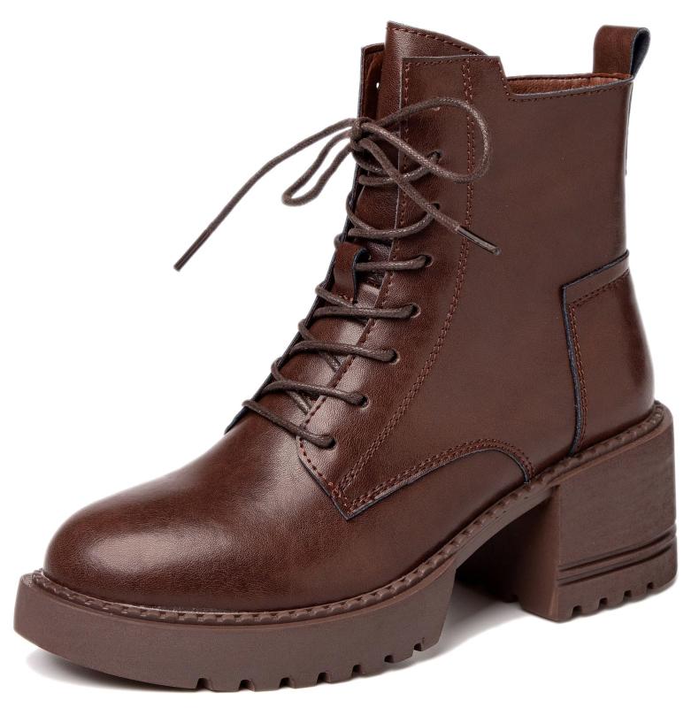 [PPXID] ピピシダ ショートブーツ レディース 編み上げブーツ 6.5cmスクエアヒール 撥水加工 歩きやすい 快適 秋冬靴 通勤 コスプレ お出かけ