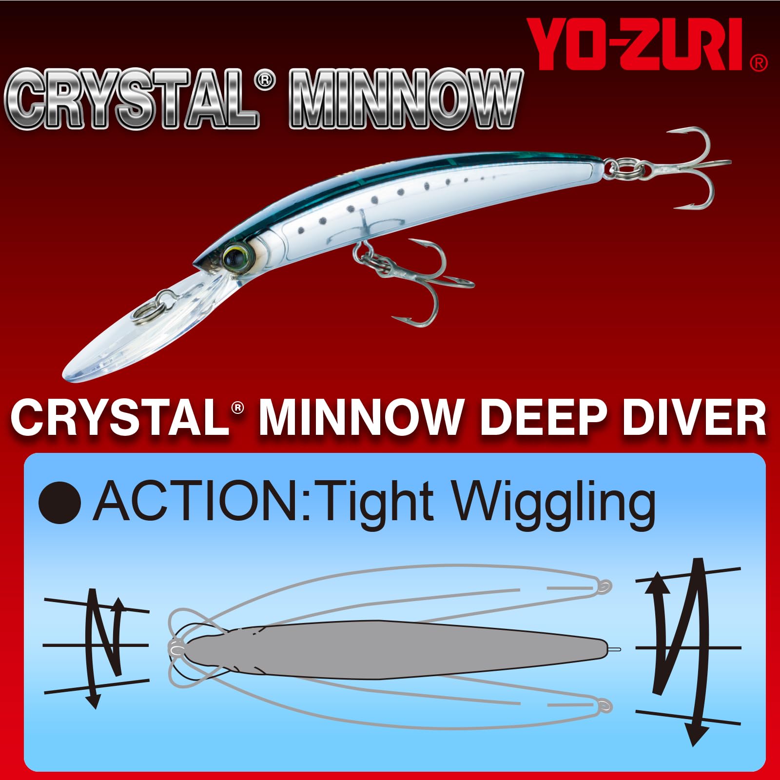 マルミヤCPの【送料無料】YO-ZURI ( ヨーヅリ ) ルアー クリスタル ミノー ディープダイバー(F) 【 釣具 釣り具 海釣り 淡水 シーバス 】｜アングル3