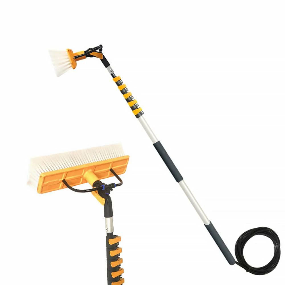 高所掃除ブラシ 外壁掃除 3.6m~9m 給水伸縮ブラシ 35Cmブラシヘッド 窓ガラス/壁掃除 高所ワイパー 業..