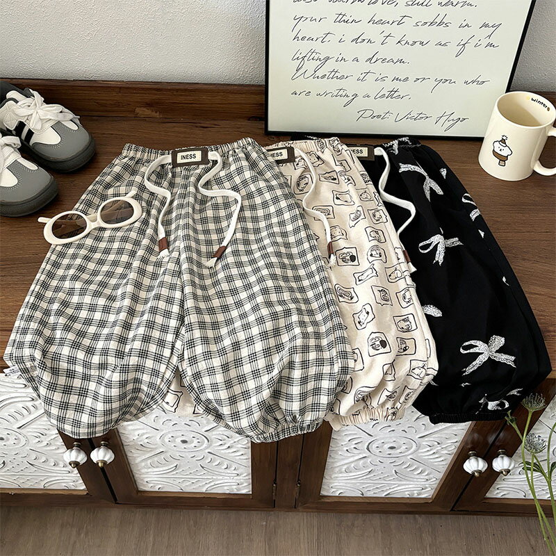 子供服 長ズボン キッズ ロングパンツ 男の子 女の子 チェック柄 薄手 夏服 涼しい ゆっとり 虫刺さ防..