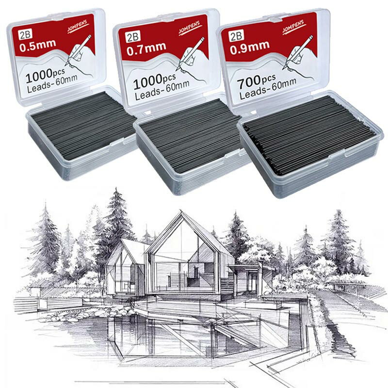 シャーペン 芯 0.5 0.7 0.9 2b 大容量 1000本 700本 長さ60mm 持ち運びが簡単 学生ギフトボックス