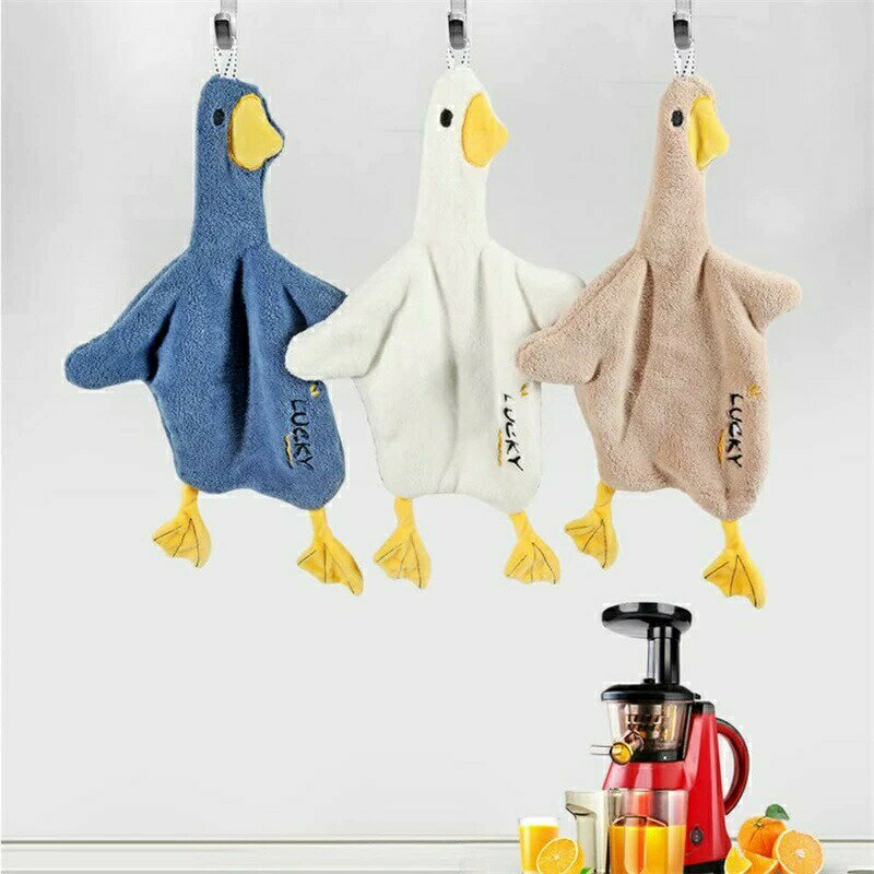 ハンギングハンドタオル 同色2枚セット 子供用 カートゥーンダックタオル ソフト コーラル ベルベット ..