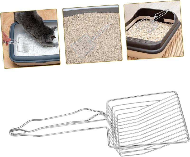 トイレスコップ 猫砂 箱 長い ハンドル ふるい分け 猫砂 スコップ 小型 猫用 耐久性 ステンレス スチー..