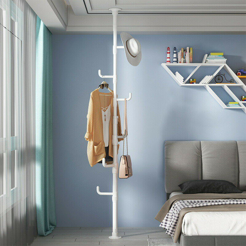 突っ張り ポールハンガー ワンタッチで設置 つっぱり棚 落ちにくいフック 組立かんたん コートハンガー..