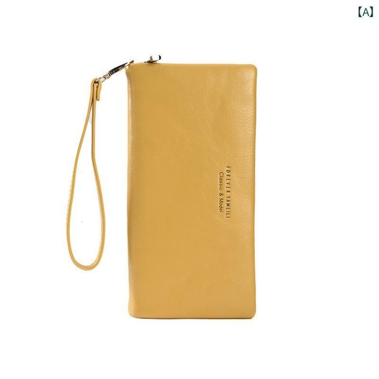 長財布 カードケース 携帯 収納 シンプル おしゃれ レディース ジッパー 大容量 レザー 革 イエロー レッド パープル